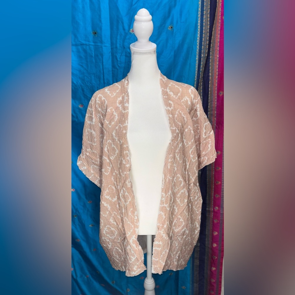 Grade & Gather oversized Open Front Aztec Patterned Fringe Kimono Size M\L